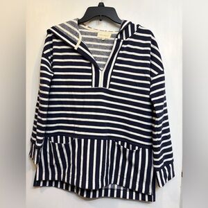MELLODAY Navy & White Striped Knit Top